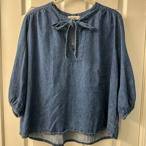 Go gently Denim-Style Tie-Neck Tunic - Blue